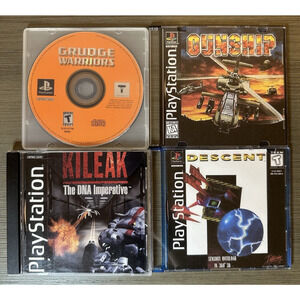 PS1 Games Lot - Descent, Kileak The DNA Imperative, Grudge Warriors, Gunship